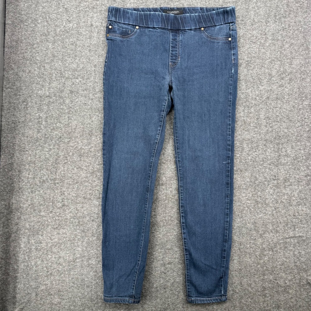 Liverpool Jeans Company Womens 14 Indigo Rinse Pull On‎ Skinny Leggings Ankle